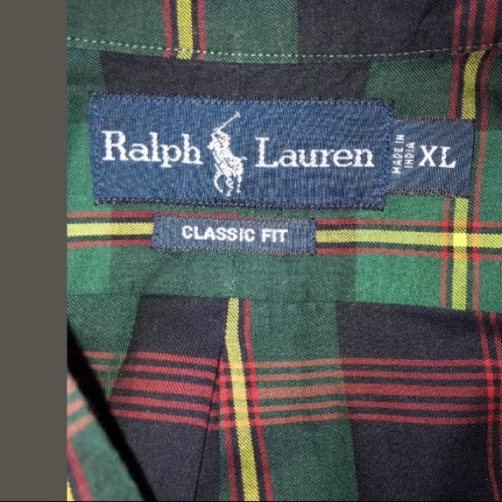 Ralph Lauren Mens Green Plaid Shirt XL Button Down - Picture 3 of 7